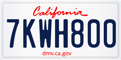 CA license plate 7KWH800