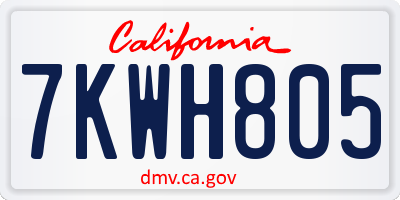 CA license plate 7KWH805