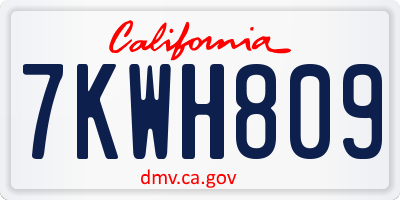 CA license plate 7KWH809