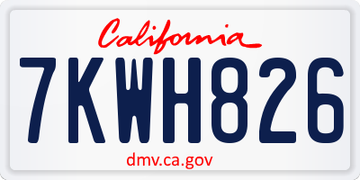 CA license plate 7KWH826