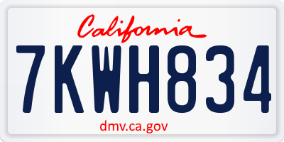 CA license plate 7KWH834