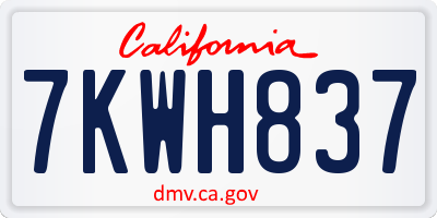 CA license plate 7KWH837