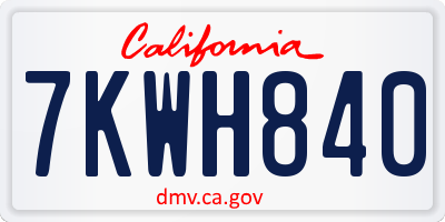 CA license plate 7KWH840