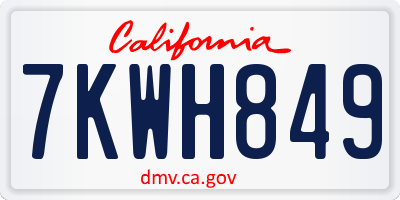 CA license plate 7KWH849