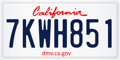 CA license plate 7KWH851