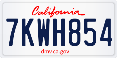 CA license plate 7KWH854