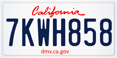 CA license plate 7KWH858