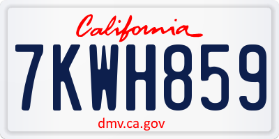 CA license plate 7KWH859