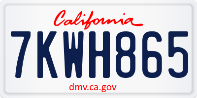 CA license plate 7KWH865