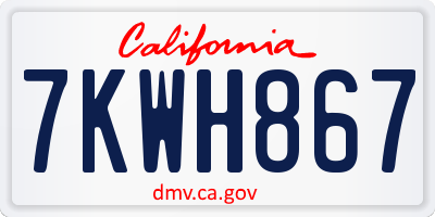 CA license plate 7KWH867