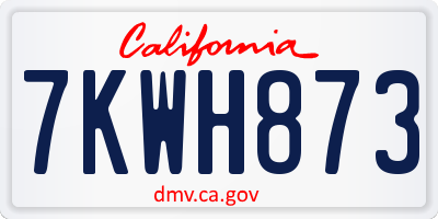 CA license plate 7KWH873