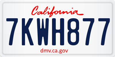 CA license plate 7KWH877