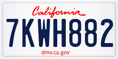 CA license plate 7KWH882