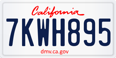 CA license plate 7KWH895