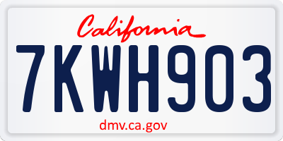 CA license plate 7KWH903