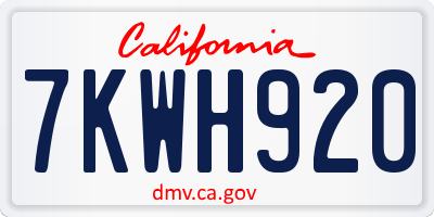 CA license plate 7KWH920