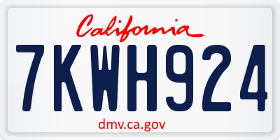 CA license plate 7KWH924