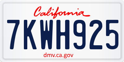 CA license plate 7KWH925