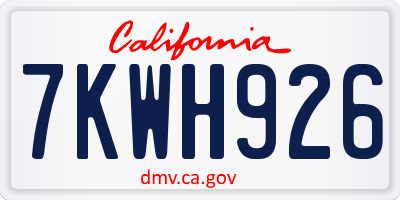 CA license plate 7KWH926