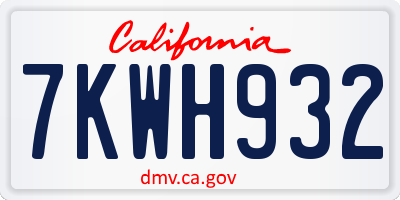 CA license plate 7KWH932