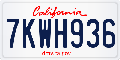 CA license plate 7KWH936