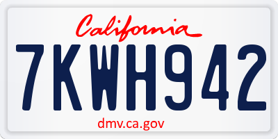 CA license plate 7KWH942