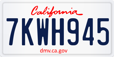 CA license plate 7KWH945