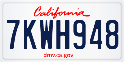 CA license plate 7KWH948