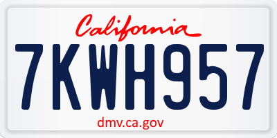 CA license plate 7KWH957