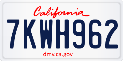 CA license plate 7KWH962