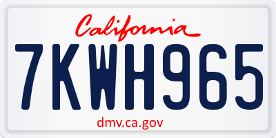 CA license plate 7KWH965
