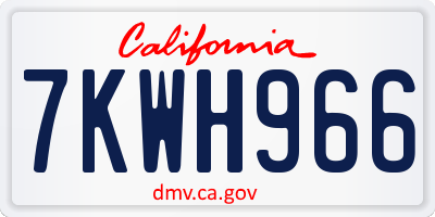 CA license plate 7KWH966