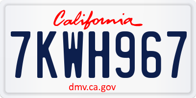 CA license plate 7KWH967