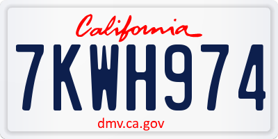 CA license plate 7KWH974