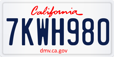 CA license plate 7KWH980