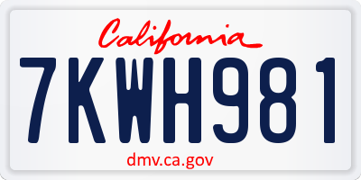 CA license plate 7KWH981