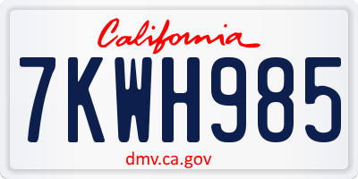 CA license plate 7KWH985