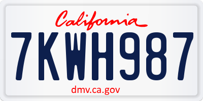 CA license plate 7KWH987