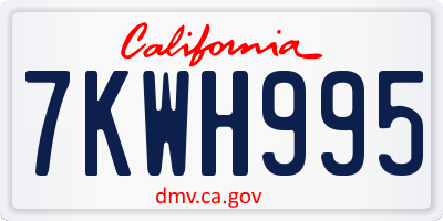 CA license plate 7KWH995