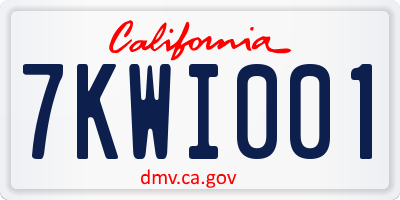 CA license plate 7KWI001