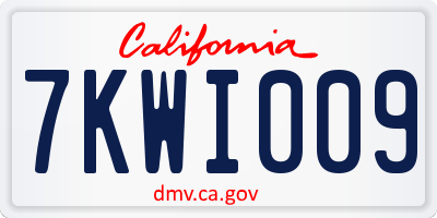 CA license plate 7KWI009