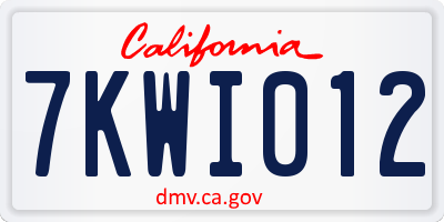 CA license plate 7KWI012