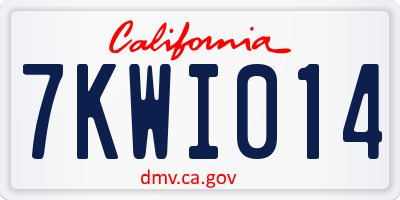 CA license plate 7KWI014