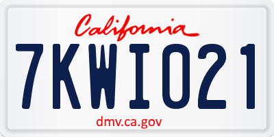 CA license plate 7KWI021