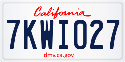 CA license plate 7KWI027
