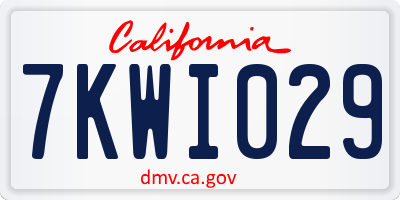 CA license plate 7KWI029