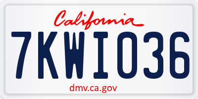 CA license plate 7KWI036