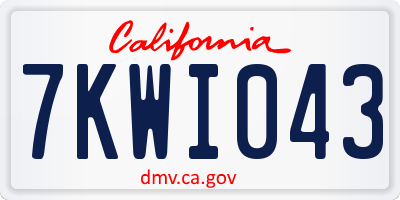 CA license plate 7KWI043
