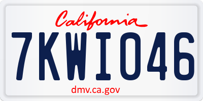 CA license plate 7KWI046