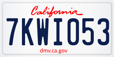 CA license plate 7KWI053